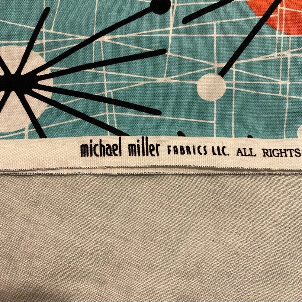 Turquoise Michael Miller Atomic Mid-Century Modern 100% Cotton Fabric - 1 yard